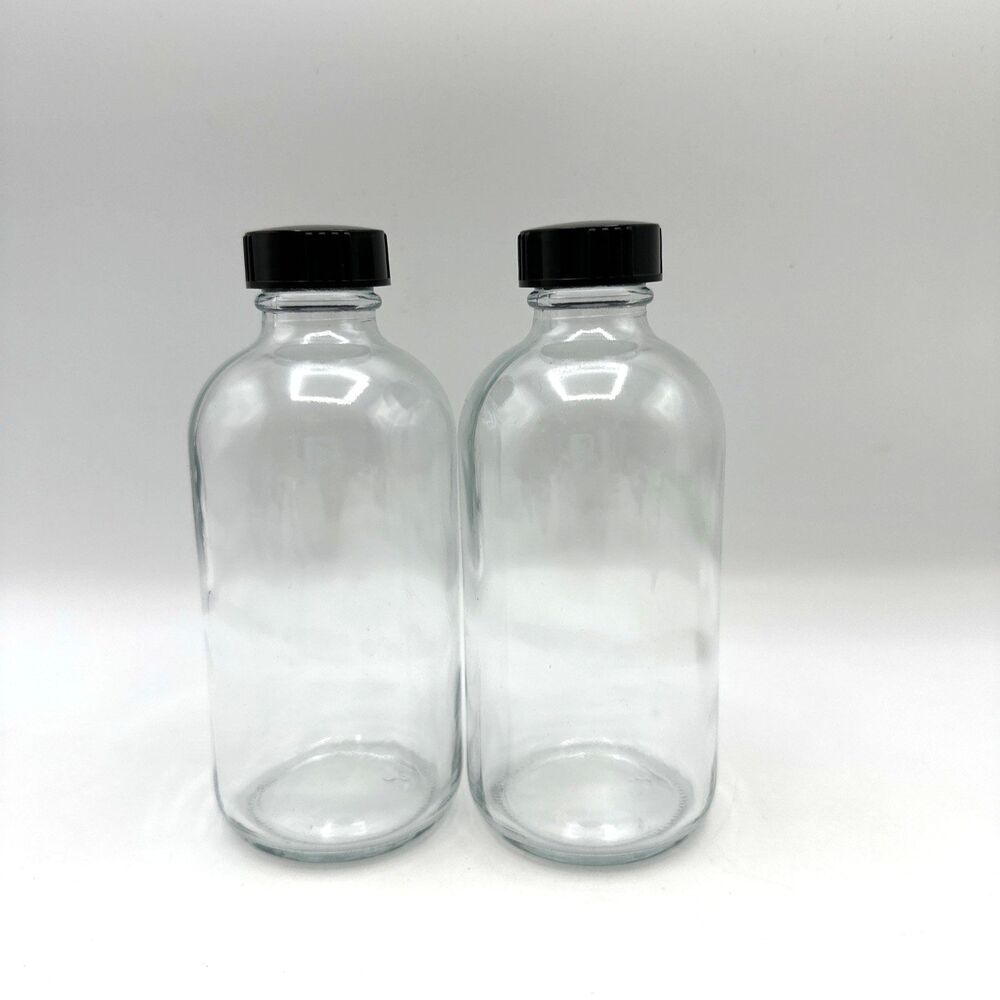 2 Pack VivaPlex 8oz Clear Bottle w/ screw on lids NEW